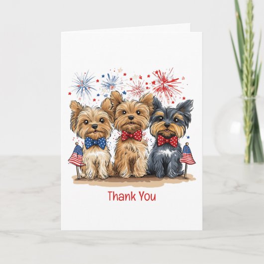 7月4日Yorkshire Terrier Dogs サンキューカード (正面)