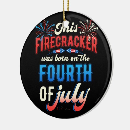 7月4生まれ日誕生日7月4日の花火 セラミックオーナメント (左)