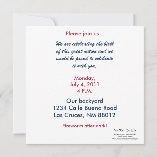 7月5日5日パーティの招待状 招待状 (裏面)