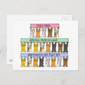 7月8ハッピーバースデー猫漫画 ポストカード (正面/裏面)