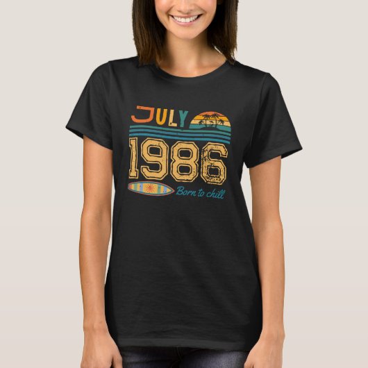 7月 誕生日 カスタム年 Tシャツ (正面)
