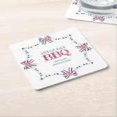 7月BBQの愛国的なバーベキュー4th夏のパーティー スクエアペーパーコースター (アングル)