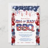 7月BBQの愛国的な4日招待状 招待状 (正面)