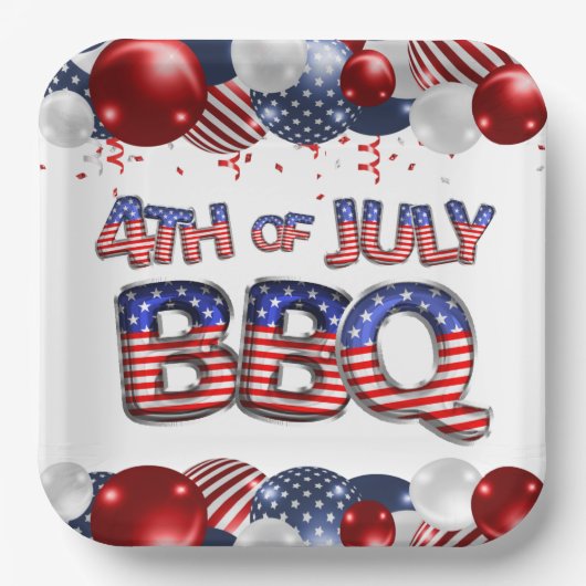 7月BBQの愛国的な4日 ペーパープレート (正面)