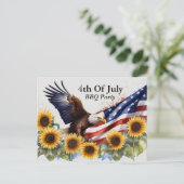 7月BBQの愛国的な4番目のパーティー インビテーションポストカード (スタンド正面)