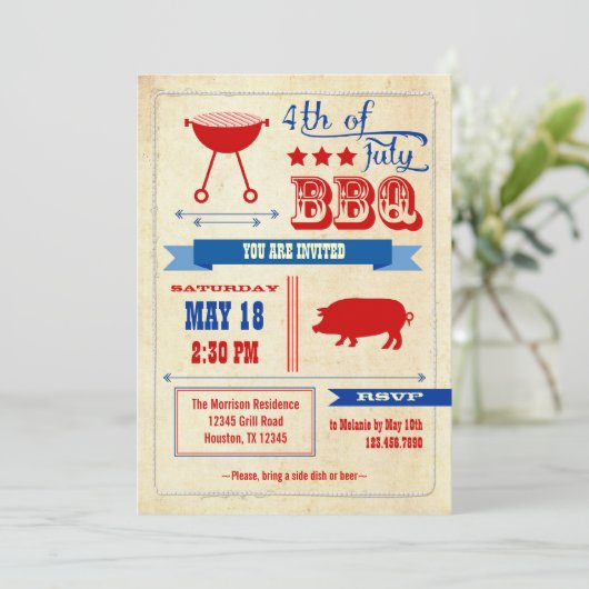 7月BBQの招待状のヴィンテージ第4 招待状 (スタンド正面)