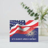 7月BBQパーティーの国旗4日 インビテーションポストカード (スタンド正面)