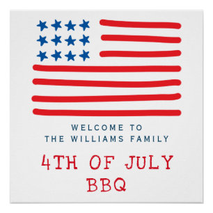 7月BBQ の米国旗-歓迎の第4 ポスター