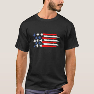 7月Ce米国国旗4日と戦闘機ジェット Tシャツ