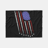 7月Ce米国国旗4日のジェット戦闘機 フリースブランケット (正面(横))