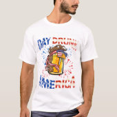 7月D日のアメリカ飲第4日にビールを飲もう Tシャツ (正面)