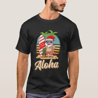 7月Hのアロハ熱帯クリスマスサンタクリスマス Tシャツ