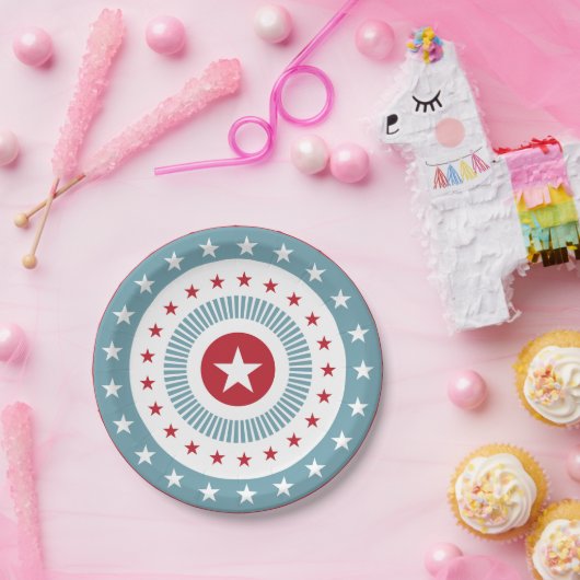 7月PartyPaperのプレートの星条旗第4 ペーパープレート (パーティー)