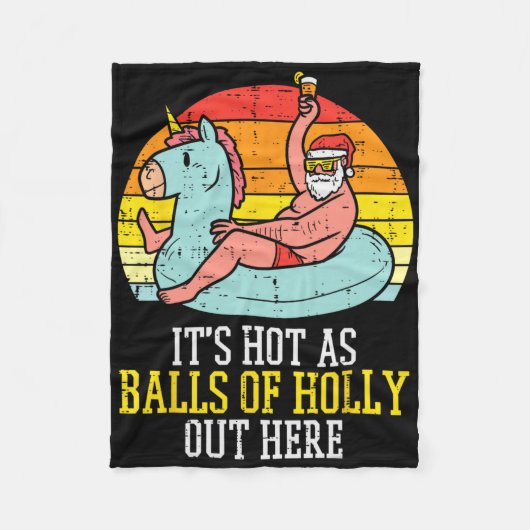 7月Xmaのホリーサンタ夏のクリスマスのホット フリースブランケット (正面)