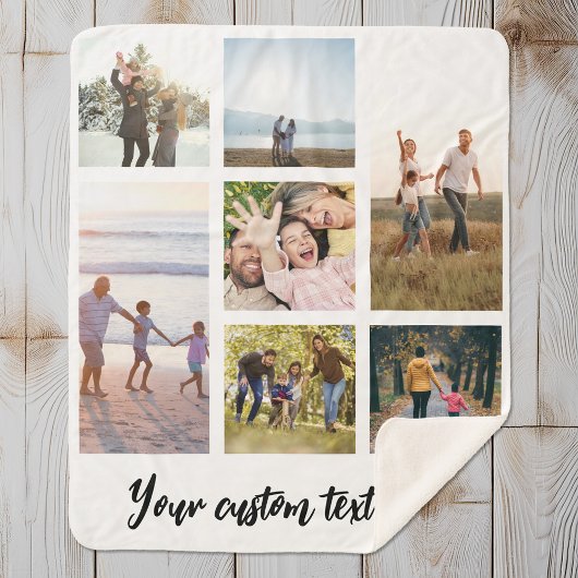7枚のパーソナライズされた写真コラージュ シェルパブランケット