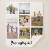 7枚のパーソナライズされた写真コラージュ シェルパブランケット (正面)