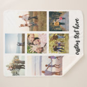 7枚のパーソナライズされた写真コラージュ シェルパブランケット (正面(横))