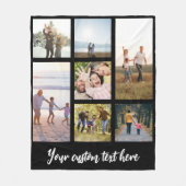 7枚のパーソナライズされた写真コラージュ フリースブランケット (正面)