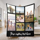 7枚のパーソナライズされた写真コラージュ フリースブランケット