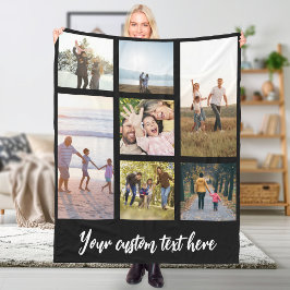 7枚のパーソナライズされた写真コラージュ フリースブランケット