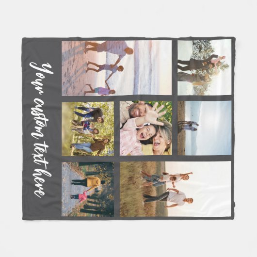 7枚のパーソナライズされた写真コラージュ フリースブランケット (正面(横))