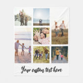 7枚のパーソナライズされた写真コラージュ フリースブランケット (正面)