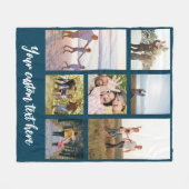 7枚のパーソナライズされた写真コラージュ フリースブランケット (正面(横))