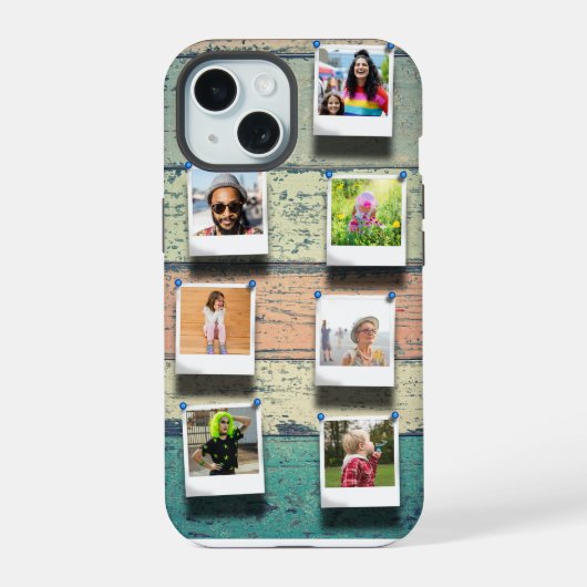 7枚のフォトコラージュiPhone 15 パーソナライズドタフケース iPhone 15ケース (裏面)