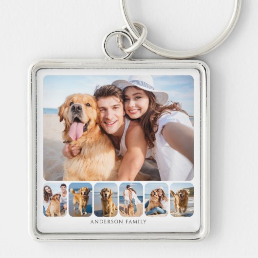 7枚のモダン写真コラージュ キーホルダー (正面)