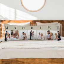 7枚の写真が入る自然な色調のブラックMARRIEDフォトコラージュ