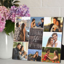 7枚の写真で作るウッドフォトコラージュ "Loving Life With You"