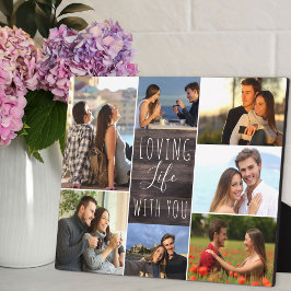 7枚の写真で作るウッドフォトコラージュ "Loving Life With You" フォトプラーク
