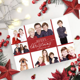 7枚の写真で作るフォトコラージュクリスマスカード おしゃれなスクリプト 招待状