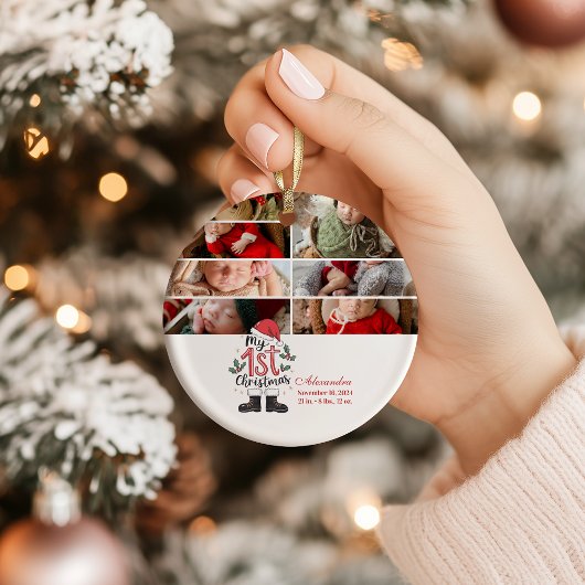 7枚の写真で見る可愛いサンタベビーの最初のクリスマス セラミックオーナメント