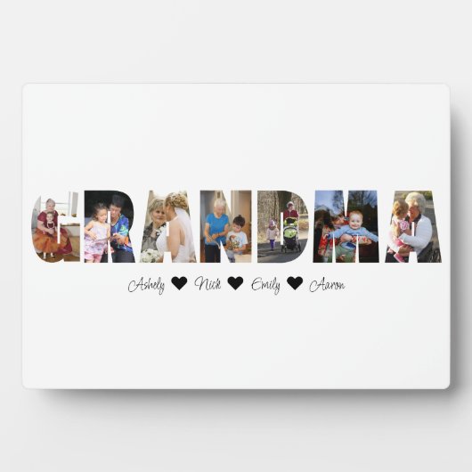 7枚の写真と祖母の写真コラージュの額 フォトプラーク (正面)