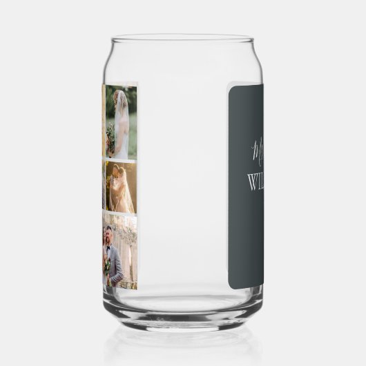 7枚の写真のコラージュ結婚を作成 ガラス缶 (左)