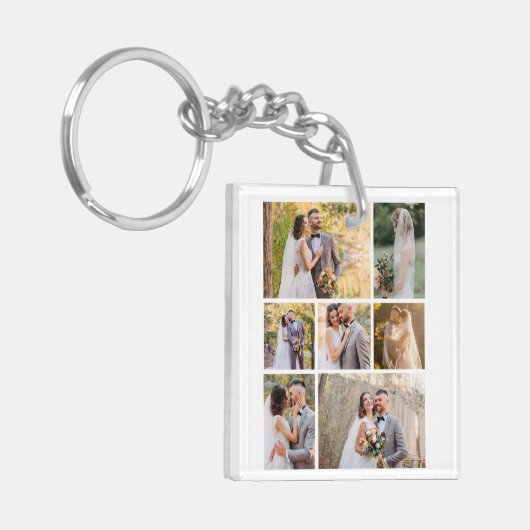 7枚の写真のコラージュ結婚を作成 キーホルダー (正面左)