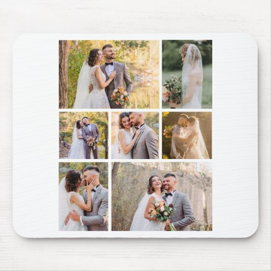 7枚の写真のコラージュ結婚を作成 マウスパッド (正面)