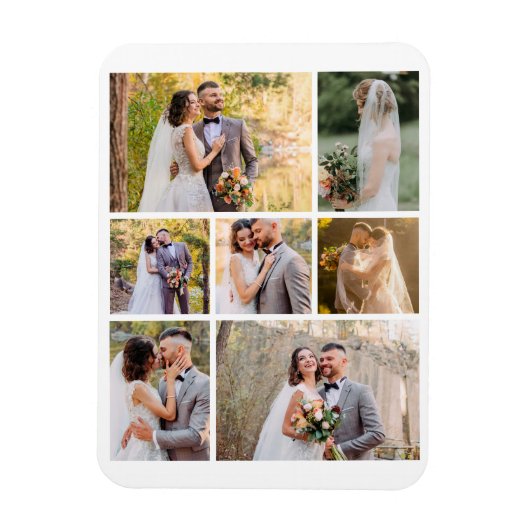 7枚の写真のコラージュ結婚を作成 マグネット (縦)