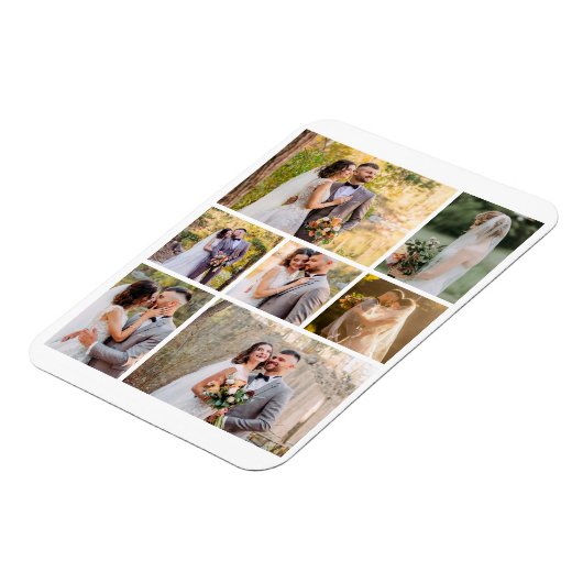 7枚の写真のコラージュ結婚を作成 マグネット (左側)