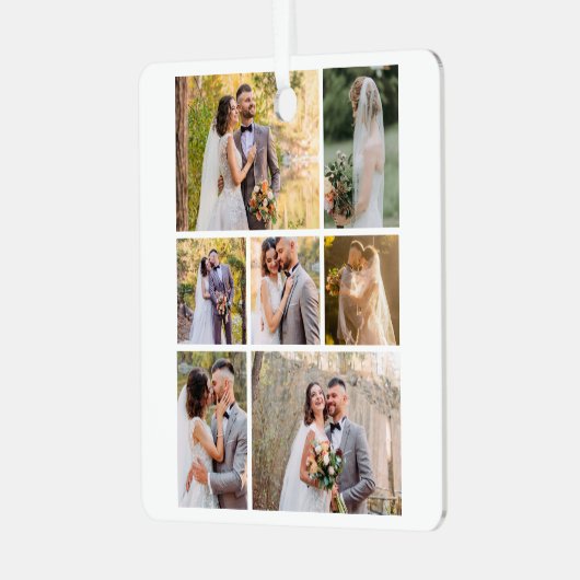 7枚の写真のコラージュ結婚を作成 メタルオーナメント (正面左)