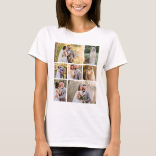 7枚の写真のコラージュ結婚を作成 Tシャツ