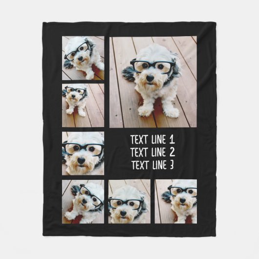 7枚の写真カスタムでフォトコラージュを作成する – 文字 フリースブランケット (正面)