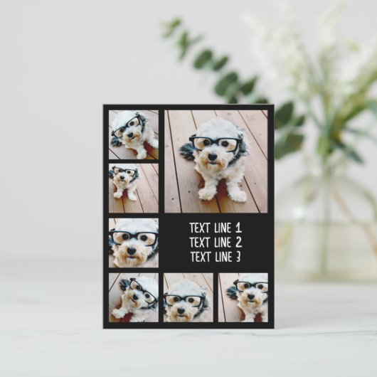 7枚の写真カスタムでフォトコラージュを作成する – 文字 ポストカード (スタンド正面)