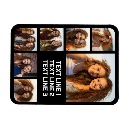 7枚の写真カスタムでフォトコラージュを作成する – 文字 マグネット (横)