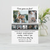 7枚の写真コラージュチャイルド初誕生日 招待状 (スタンド正面)