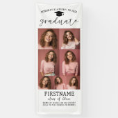 7枚の写真コラージュ　卒業式　モダン　ミニマル　ホワイト 横断幕 (縦)