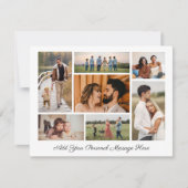 7枚の写真コラージュ 自分のメッセージを添えたグリーティングカード カード (正面)