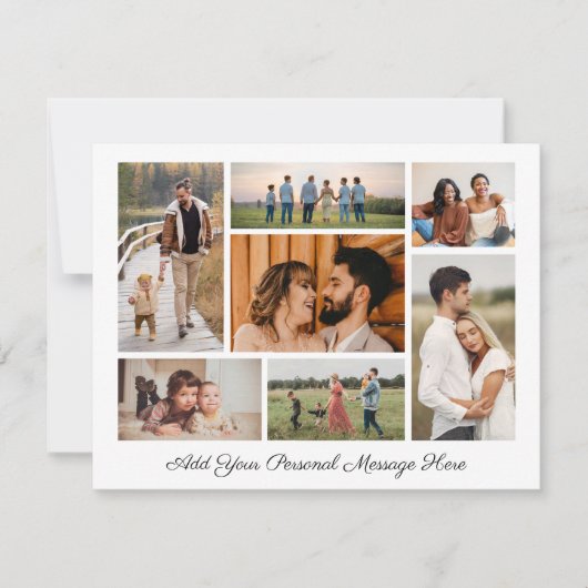 7枚の写真コラージュ 自分のメッセージを添えたグリーティングカード カード (正面)
