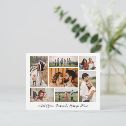7枚の写真コラージュ 自分のメッセージを添えたグリーティングカード カード (スタンド正面)